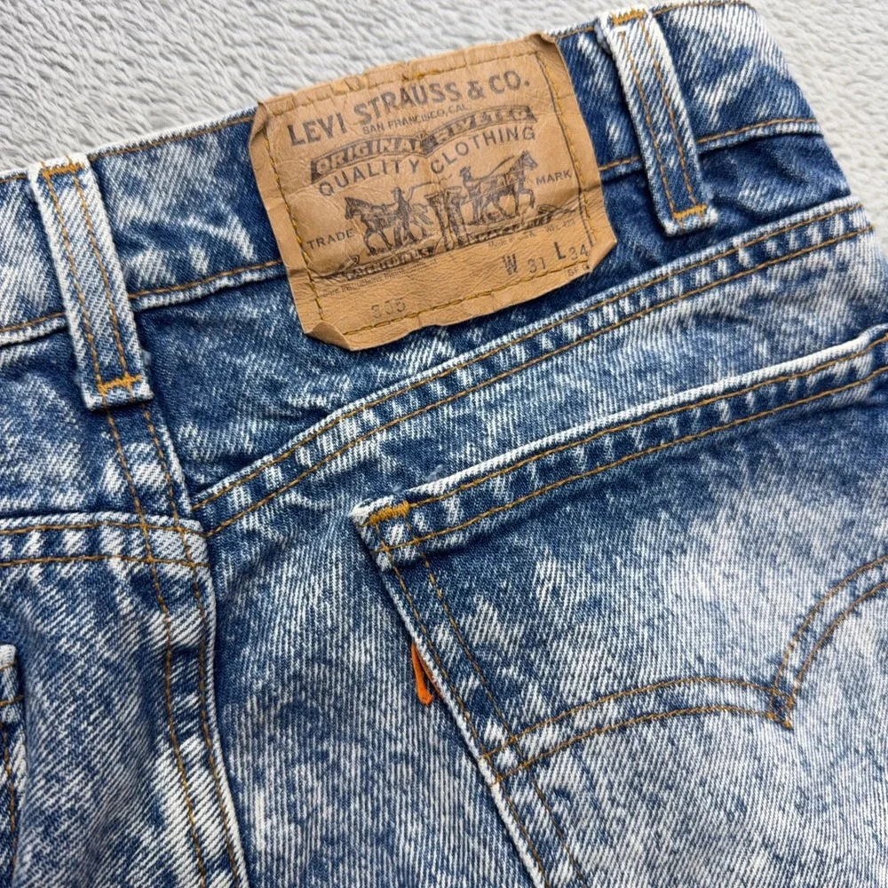 Vintage Levi's 80s Jeans Mens 31 Blue 305 Straight Acid Orange Tab Made in USA